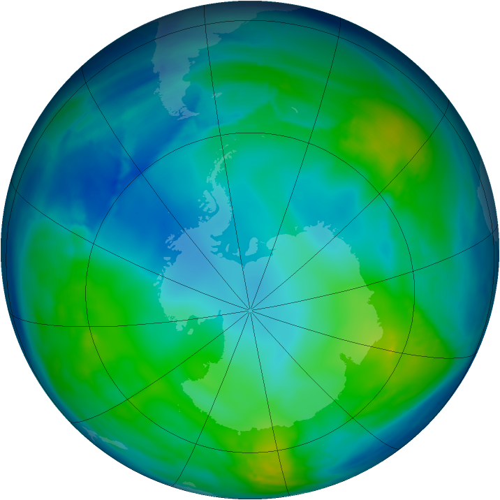 Antarctic ozone map for 15 May 2008